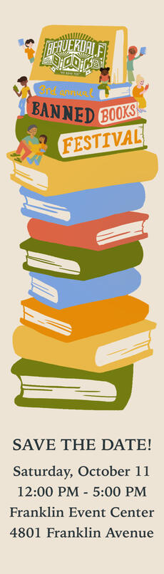 Beaverdale Books 3rd Annual Banned Book Festival Bookmark (Front)